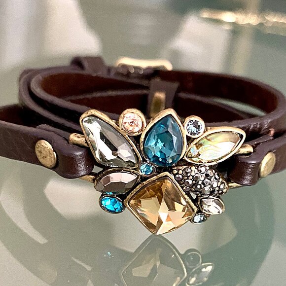 Gemstone Leather Wrap Bracelet - Picture 1 of 3